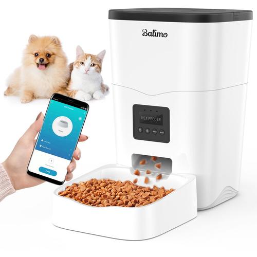 Balimo - Futterautomaten für Hunde Wifi Futterautomat Automatischer 3 Liter Futterspender Weiß