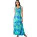 Plus Size Women's Stretch Cotton Tank Maxi Dress by Jessica London in Ocean Print (Size 30/32)