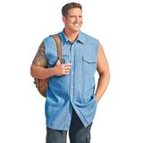 Men's Big & Tall Western Snap Front Muscle Shirt by KingSize in Bleach Denim (Size 2XL)