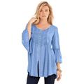 Plus Size Women's Taylor Acid Wash Big Shirt by Roaman's in French Blue (Size 14 W)