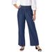 Plus Size Women's Chambray Wide Leg Pant by Jessica London in Indigo (Size 26 W)