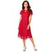 Plus Size Women's Keyhole Lace Dress by Roaman's in Vivid Red (Size 20 W)