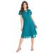 Plus Size Women's Keyhole Lace Dress by Roaman's in Deep Turquoise (Size 22 W)