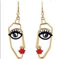 Free People Jewelry | Face 14k Gold Plated Earrings | Color: Gold | Size: Os