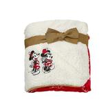 Disney Holiday | Disney Store Mickey And Minnie Mouse Holiday Throw Blanket | Color: Cream/Gold/Red | Size: 60” X 50”