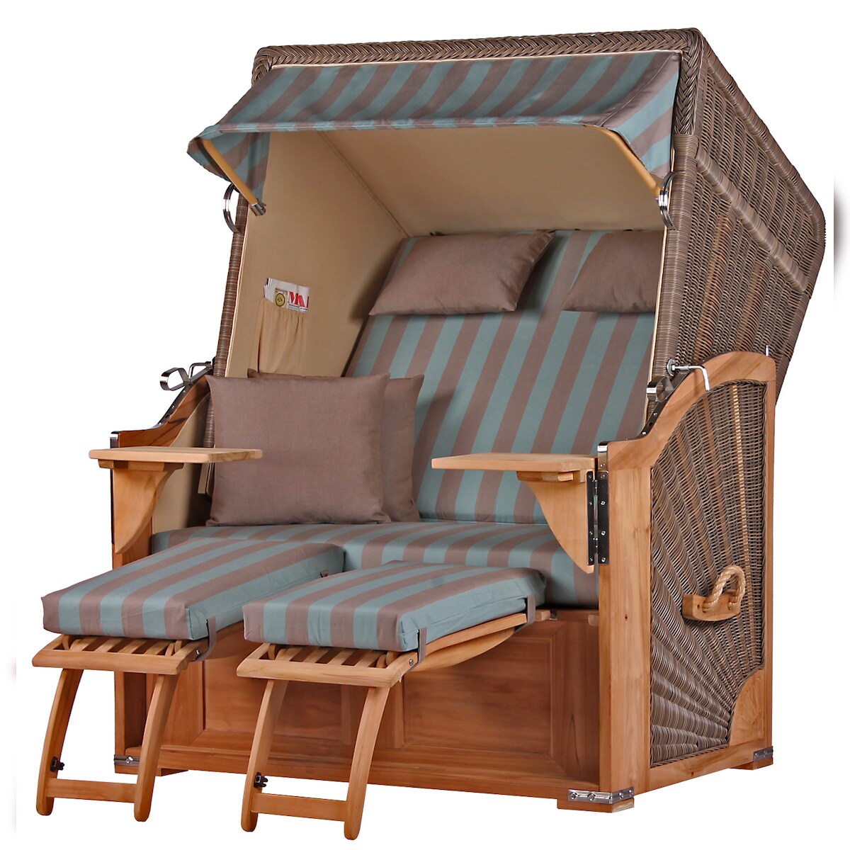 Mr. Deko Strandkorb - bene living - Schaalsee Teak - PE grau - Modell 520 - inkl. Liftersystem Image