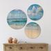 East Urban Home Designart 'Serene Blue Tropical Beach' Seashore Wood Wall Art Set Of 3 Circles Wood in Brown/White | 34 H x 44 W x 1 D in | Wayfair