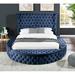 Rosdorf Park Ayonitemi Tufted Upholstered Low Profile Storage Bed Metal in White/Blue | 65 H x 83 W x 92 D in | Wayfair