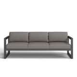 AllModern Smith 84.25" Wide Outdoor Patio Sofa w/ Sunbrella Cushions Metal/Rust - Resistant Metal/Sunbrella® Fabric Included in Gray/Brown | Wayfair