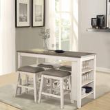 Red Barrel Studio® 4 - person Wood Counter Height Kitchen & Dining Set Wood/Upholstered in White | Wayfair F1CBA15D4E194D97A294F7A58060F41B