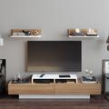 Orren Ellis Pritts TV Stand for TVs up to 75" Wood in White/Brown | 11.6 H in | Wayfair 8B45CA1061E14DFAA88F586A7E2A15C5