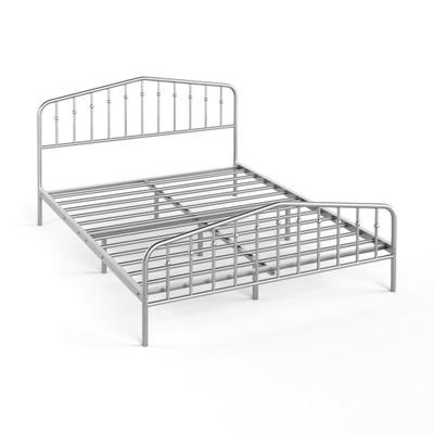 Costway Queen Size Metal Bed Frame Platform Headboard and Footboard with Storage-Silver