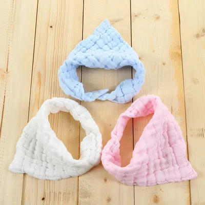 Bavoirs doux en pur coton pour bébé 6 couches gaze bandana serviette de salive plissée triangle
