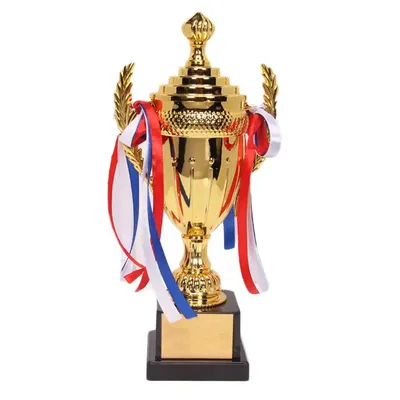 Grand trophée Cup avec nœuds multicolores, idéal pour les compétitions sportives, les réunions, le