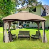 Aoodor Metal Frame Patio Gazebo with Mesh Netting and Canopy Top