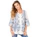 Plus Size Women's Monique Printed Big Shirt by Roaman's in White Mirrored Paisley (Size 20 W)