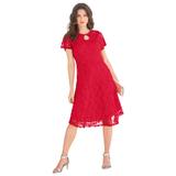 Plus Size Women's Keyhole Lace Dress by Roaman's in Vivid Red (Size 22 W)