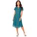 Plus Size Women's Keyhole Lace Dress by Roaman's in Deep Turquoise (Size 32 W)