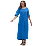 Plus Size Women's Crochet Trim Empire Knit Dress by Woman Within in Bright Cobalt (Size 3X)