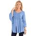Plus Size Women's Taylor Acid Wash Big Shirt by Roaman's in French Blue (Size 18 W)