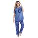 Plus Size Women's Graphic Tee PJ Set by Dreams & Co. in French Blue Tie Dye Moon (Size 2X) Pajamas