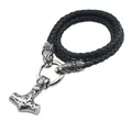 Collier pendentif marteau de Thor Viking cuir chevelu loup celtique nordique accessoires de