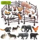 Clôture de ferme de simulation pour enfants volaille animaux sauvages tigre éléphant figurines