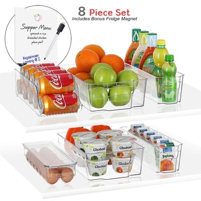 StorageBud 8 Piece Refrigerator Organizer Bins - Stackable Freezer Organizer - Clear Refrigerator Organizer - Acrylic Fridge Bin