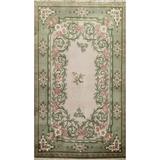 Modern Floral Wool Nepalese Oriental Area Rug Hand-knotted Carpet - 3'8" x 5'10"