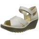 Fly London Women's YENT365FLY Wedge Sandal, Silver, 7 UK