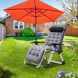 JTANGL Zero Gravity Chair Lawn Recliner Reclining Patio Lounger Chair in Gray | 45 H x 26 W x 28 D in | Wayfair K16ZDY-13ZT02-1