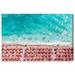 Oliver Gal Paradise Beach Umbrellas - Graphic Art Canvas in Blue/Red/White | 20 H x 30 W x 1.5 D in | Wayfair 40680_30x20_CANV_XHD