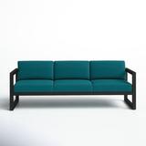 AllModern Smith 84.25" Wide Outdoor Patio Sofa w/ Sunbrella Cushions Metal/Sunbrella® Fabric Included/Rust - Resistant Metal in Red/Black | Wayfair