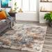 Agpangi 6'7" x 9'6" Modern Contemporary Bohemian Abstract Blue/Cream/Dark Blue/Dusty Coral/Gray/Light Beige/Peach/Navy Area Rug - Hauteloom