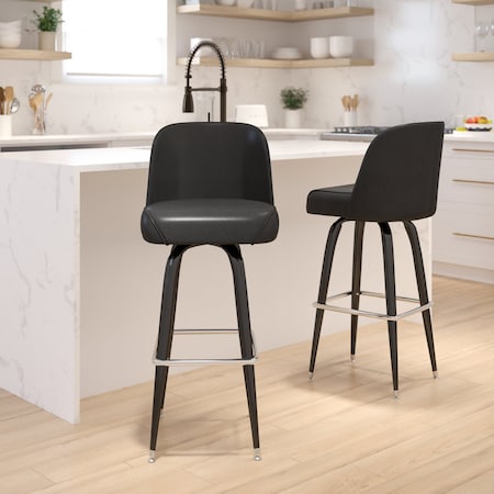 FLASH FURNITURE 2-XU-F-125-GG James 2 Pack Metal Barstool with Swivel Bucket