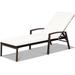 Outdoor Adjustable Reclining Patio Rattan Lounge Chair with Adjustable Backrest - 76" x 24" x (14"~38") (L x W x H)