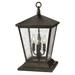 Hinkley Trellis Collection Four Light 12V 3.50W LED Low Voltage Outdoor Large Pier Mount Lantern, Regency Bronze