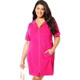 Plus Size Women's Alana Terrycloth Cover Up Hoodie by Swimsuits For All in Bright Berry (Size 26/28)