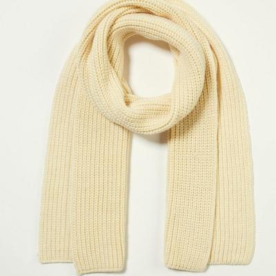 Lucky Brand Wool Rib Knit Scarf - Women's Accessories Scarves Scarf Bandana in Open White/Natural