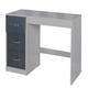 URBNLIVING 3 Drawer Wooden Bedroom Dressing Table (Grey Carcass + Black Drawers)