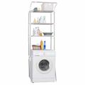 BAOYOUNI Adjustable Laundry Shelf Over Toilet Washing Machine Storage Rack Above Washer Dryer Standing Bathroom Organizer 3-Tier Space Saving Shelving Units, Ivory