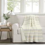 Solange Stripe Kantha Pick Stitch Yarn Dyed Cotton Woven Throw Yellow/Gray Single 50X60 - Lush Decor 21T010175