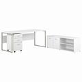 Bush Business Furniture Hybrid 72W x 30D Computer Table Desk with Storage and Mobile File Cabinet in White - Bush Business Furniture HYB014WHSU