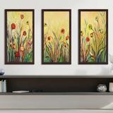 Red Barrel Studio® "Summer Poppies" By Jennifer Lommers 3 Piece Print On Acrylic Plastic/Acrylic in Green/Yellow | 25.5 H x 40.5 W x 1 D in | Wayfair