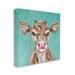 Stupell Industries Pink Nose Cow Adorable Farm Cattle over Turquoise by Molly Susan Strong - Painting Canvas in White | Wayfair af-031_cn_36x36