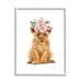 Stupell Industries Boho Rose Floral Crown Lion Cub Safari Animal by Ziwei Li - Graphic Art Print Canvas in Pink | 14 H x 11 W x 1.5 D in | Wayfair