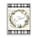 Stupell Industries Spring Speckled Robin Egg Welcome Wreath Patchwork Plaid by ND Art - Graphic Art Canvas in Green | 20 H x 16 W x 1.5 D in | Wayfair