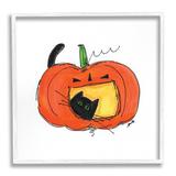 Stupell Industries Black Cat Jack-O-Lantern Happy Festive Pumpkin by Molly Susan Strong - Painting Canvas in Green | 12 H x 12 W x 1.5 D in | Wayfair