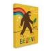 Stupell Industries Whimsical Believe Phrase Happy Smiling Big Foot by Nina Seven - Graphic Art Canvas in Brown/Green | Wayfair af-059_cn_24x30