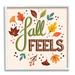 Stupell Industries Fall Feels Phrase Festive Harvest Foliage Autumn Leaves by Jo Taylor - Textual Art Canvas in Green/Orange | Wayfair